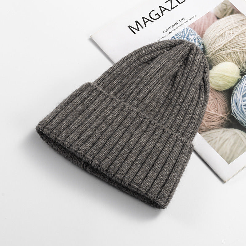 Autumn Winter Knitted Hat For Women'S Fashion Cotton Cashmere Warm Wool Hat Solid Color Ruffled Pullover Hat Doba